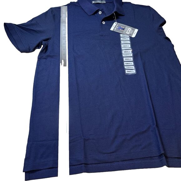 Member's Mark Men Size Small Strech Cotton Polo Shirt Navy Blue Short Sleeves - Picture 8 of 11